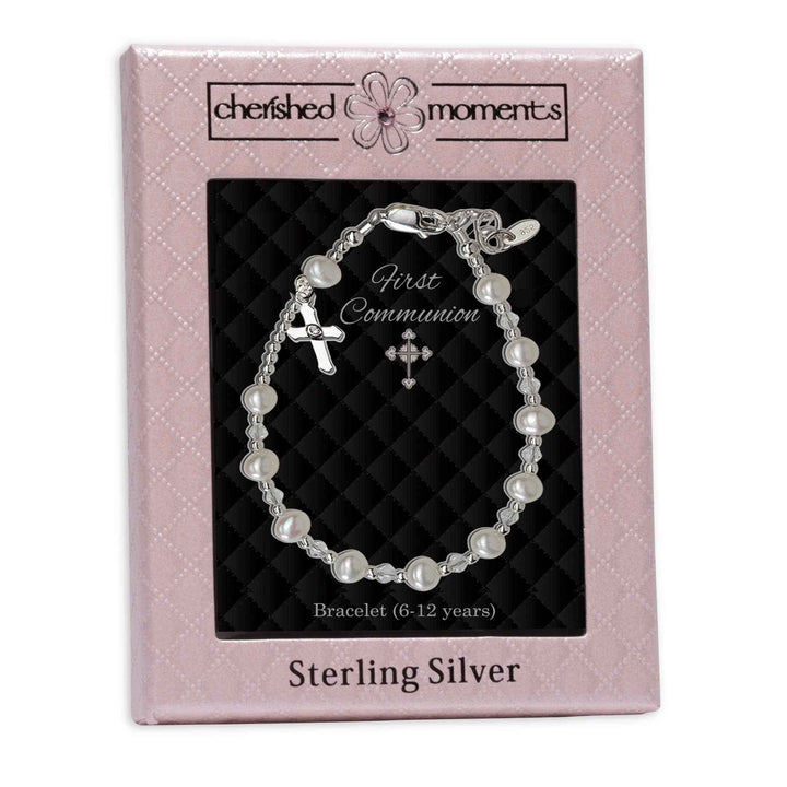 CHE Sterling Silver Girls First Communion Rosary Bracelet Gift