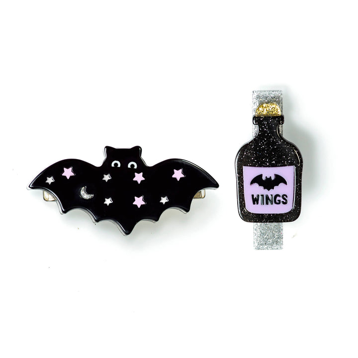 LR-Starry Bat Black & Magic Potion Bottle Alligator Clips - Lula Boutique for Women and Children